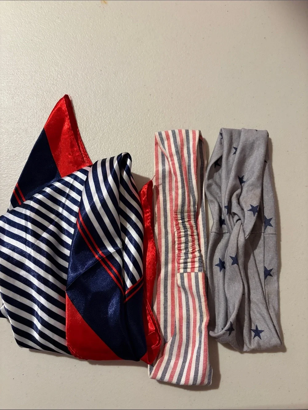 Striped Navy & Red Silk Scarf
